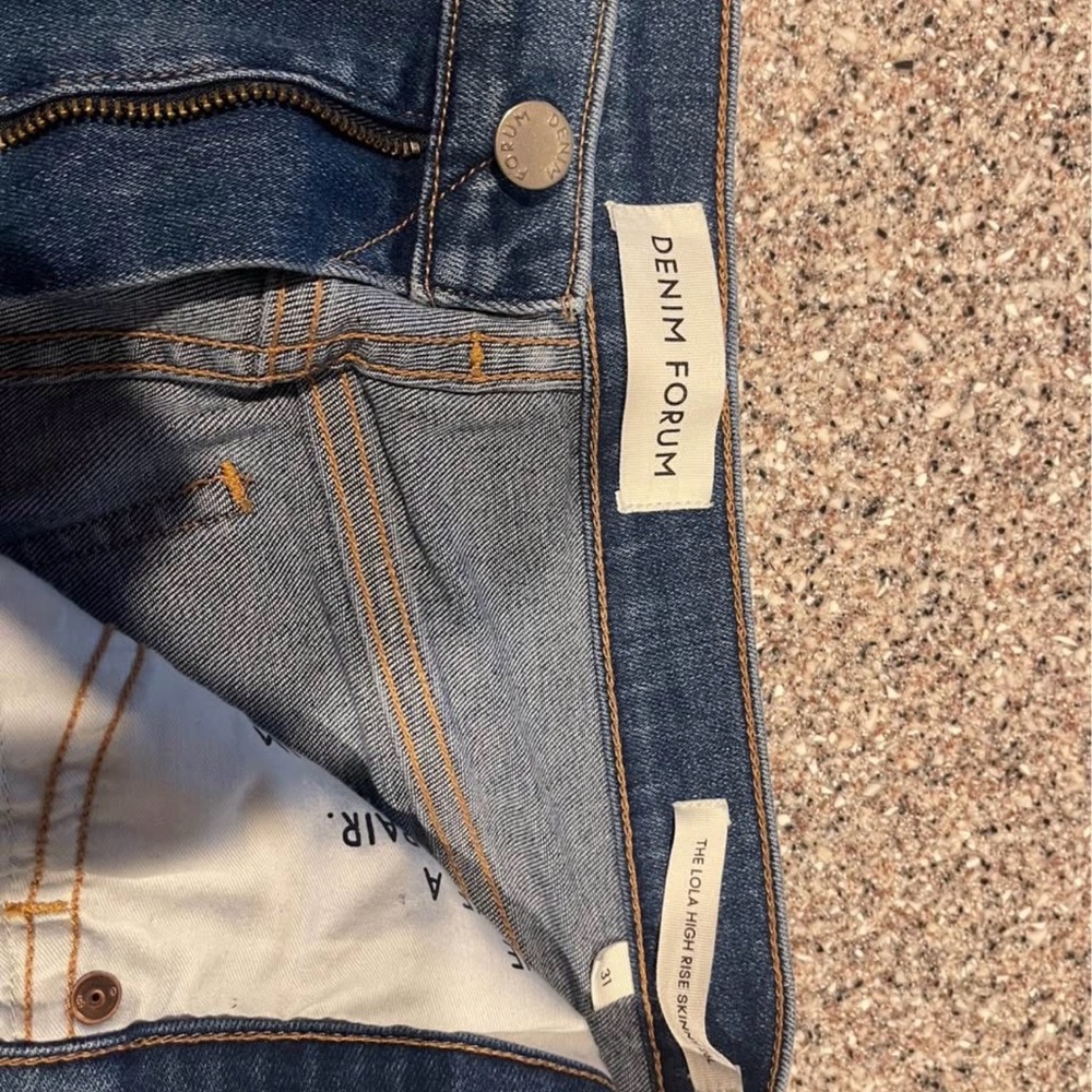 Denim Forum The Lola High Rise Skinny Jeans Womens 31 Blue 26L Stretch Zip Fly